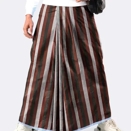 Brown Multicolor Stripe Lungi - Ashapurno  - 1