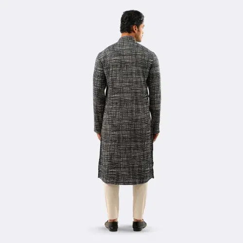 Men’s Casual Printed Viscose Panjabi (Torquoise) - 2