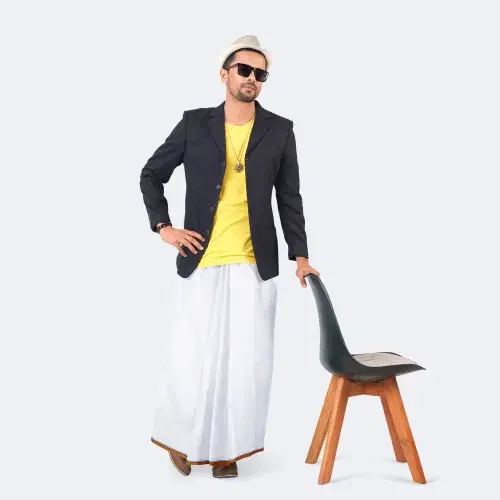 Stylish White Lungi - Saz Bilash  - 3